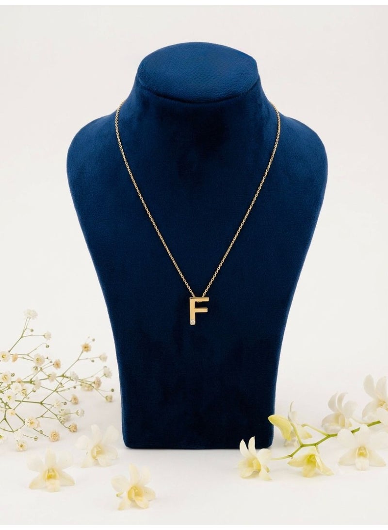 The Intermix Gems Gold Letter 'F' Pendant Necklace - Image 1