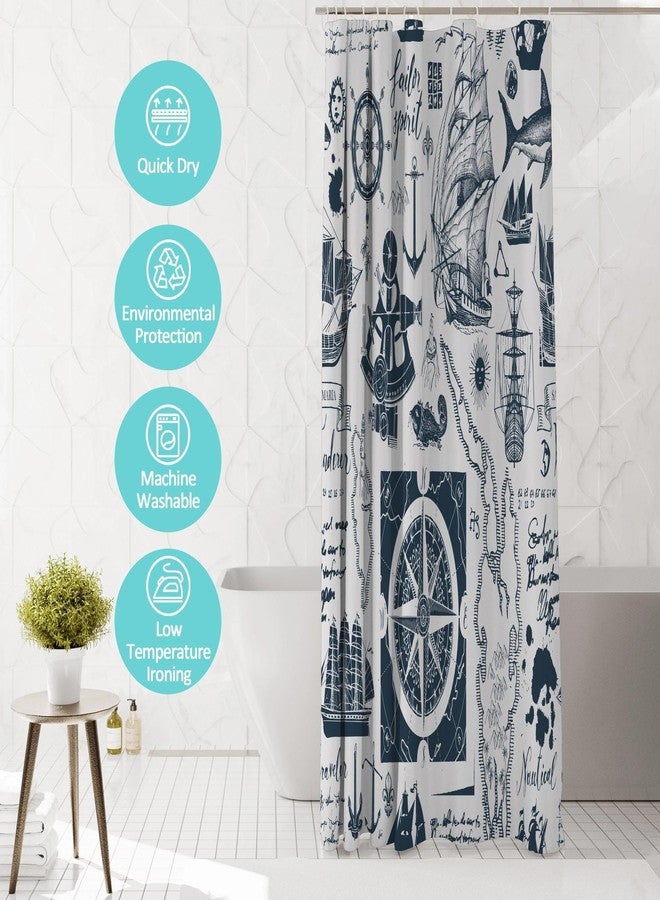 TSLOVER Nautical Theme Shower Curtain for Bathroom,Pirate Map Shower Curtains with Anchor Sailboat Decor,Funny Waterproof Polyester Ocean Theme Bathroom Decor Accessories,72x72 Inch - Image 3