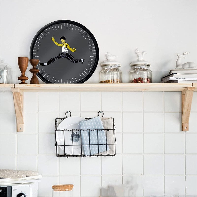 ويوبلز ساعة كونغ فو، ساعة حائط كونغ فو صينية، ساعة حائط كونغ فو بروس لي، ساعة حائط مبتكرة بحركة صامتة، ساعة حائط صامتة، ساعة دائرية إبداعية ذات طابع شخصي - Image 3