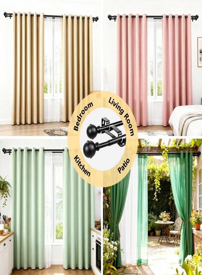 Guankai Adjustable Double Curtain Rods for Windows Set 30 to 57 Inch, Black Curtains Rod with 2PCS Brackets, Small Extra Long 5/8" Diameter Blackout Cortineros Para Ventanas for Bedroom, Living Room - Image 5