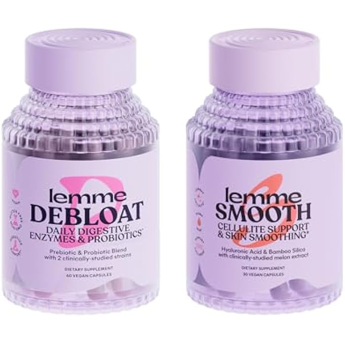 Lemme حزمة تخفيف الانتفاخ والتنعيم - كبسولات بروبيوتيك، بريبايوتيك وإنزيمات هضمية لتخفيف الانتفاخ والغازات، تقليل السيلوليت، تنعيم البشرة، وتنعيم السيلوليت - Image 1