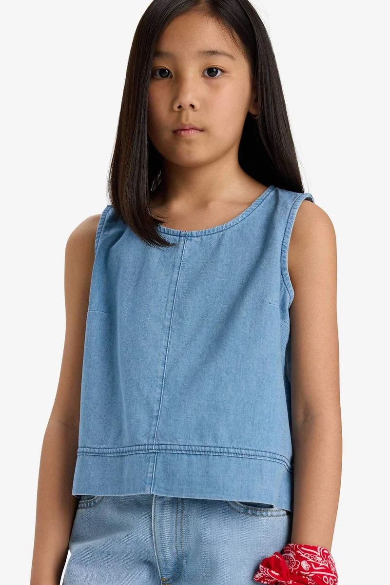 ديفاكتو Girl Sleeveless Denim Blouse