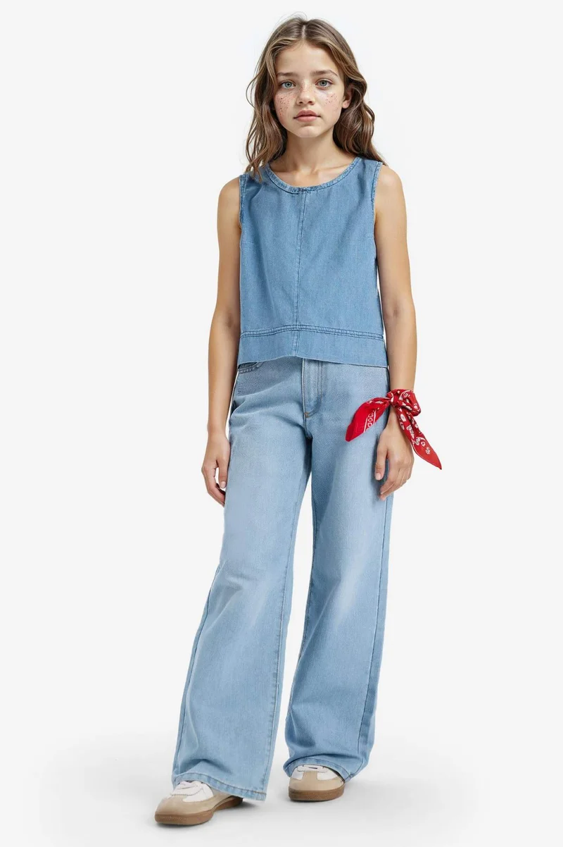 ديفاكتو Girl Sleeveless Denim Blouse