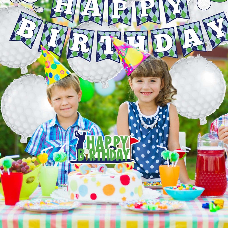 Containlol 32 Pieces Golf Birthday Party Decorations Golf Happy Birthday Banner Golf Cake Toppers and Foil Balloons for Golf Themed Party Supplies - Image 4