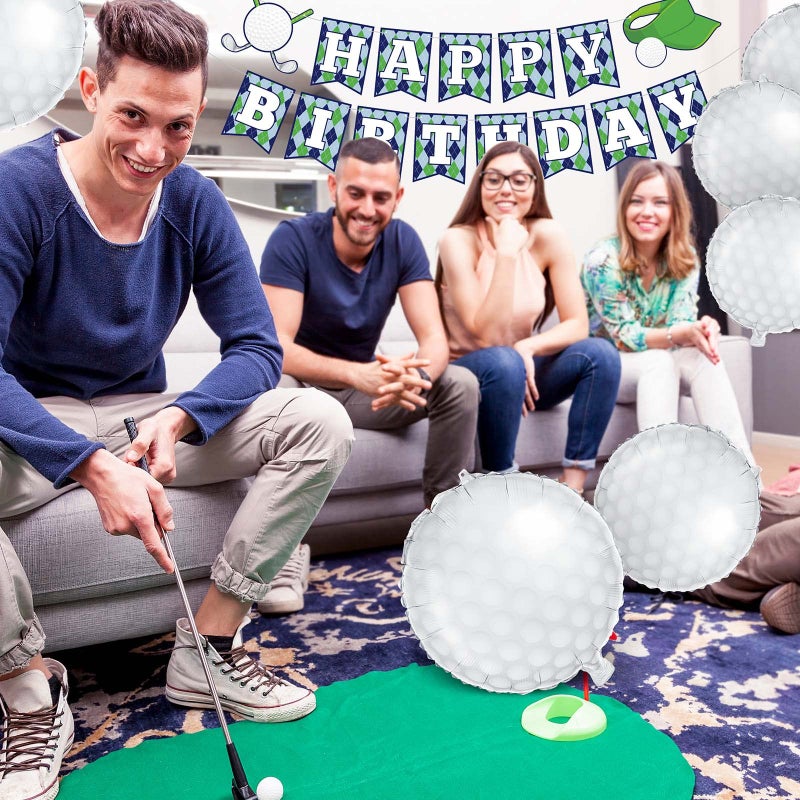 Containlol 32 Pieces Golf Birthday Party Decorations Golf Happy Birthday Banner Golf Cake Toppers and Foil Balloons for Golf Themed Party Supplies - Image 5