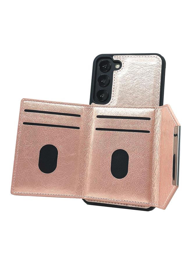 اس-توب جراب لهاتف Samsung Galaxy S24+ 5G بلون سادة مع مشبك معدني وفتحات للبطاقات وحقيبة هاتف - Image 3