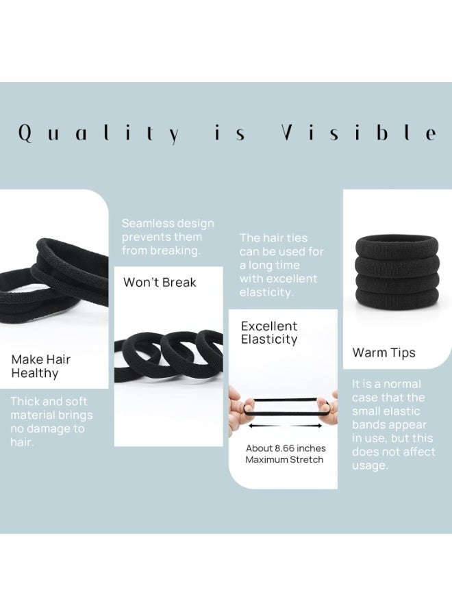 GlamKit Black Hair Ties for Women Thick Hair, 50 Pieces Hair Elastics for Women No Damage, Elastic Hair Ties for Different Hairstyles - Image 5
