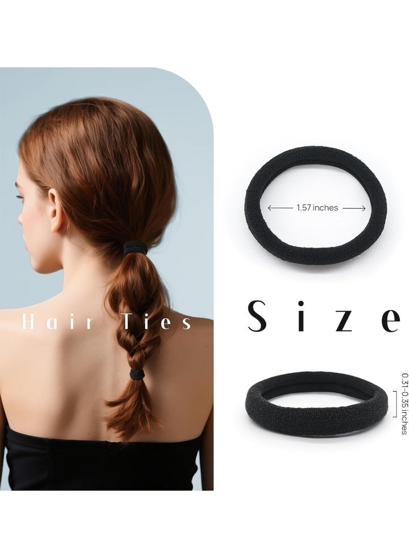GlamKit Black Hair Ties for Women Thick Hair, 50 Pieces Hair Elastics for Women No Damage, Elastic Hair Ties for Different Hairstyles - Image 2