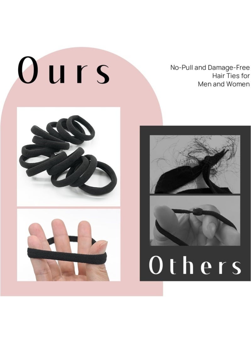GlamKit Black Hair Ties for Women Thick Hair, 50 Pieces Hair Elastics for Women No Damage, Elastic Hair Ties for Different Hairstyles - Image 3