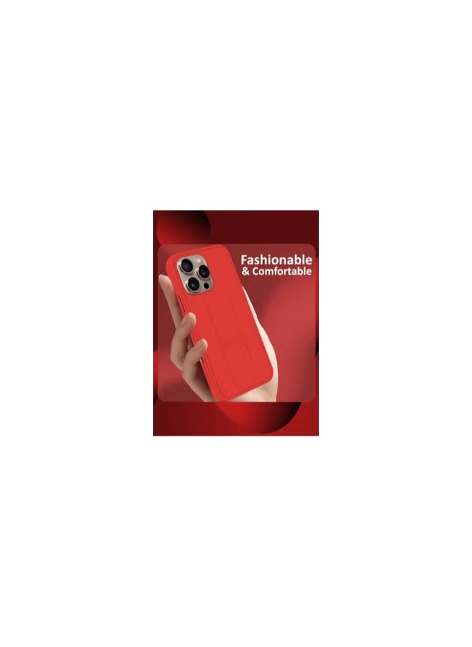 CATANES - (for Apple iPhone 16 Pro Max) Case Premium PU Leather Back Cover with Stand Function Shockproof and Anti Scratch Finger Grip Case Cover / Red - Image 1
