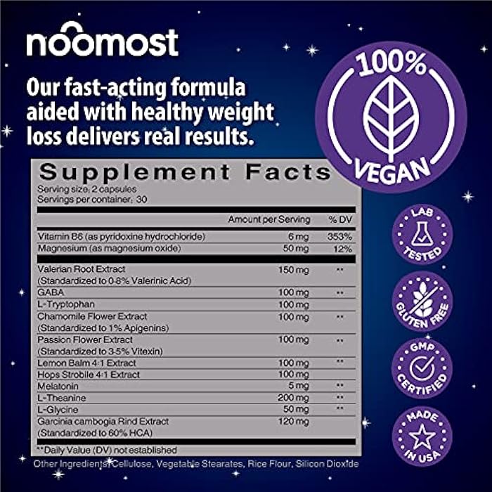 NooMost Natural Sleep Aid Supplements with Magnesium,L theanine & Garcinia | Sleep Pills for deep & Restful Sleep for Adults | Non-Habit-Forming | Helps Fall Asleep Fast Stay Asleep Longer | 60 Tabs - Image 2