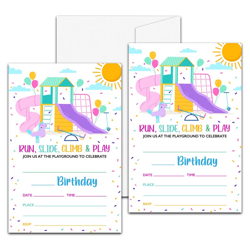 Playground Birthday Party Invitation Park Themed FillIn Invites for Adults Women  Men 20 Invitations With Envelopes 4 X 6 Adult Outdoor Party Favors Decorations and Supplies 27
