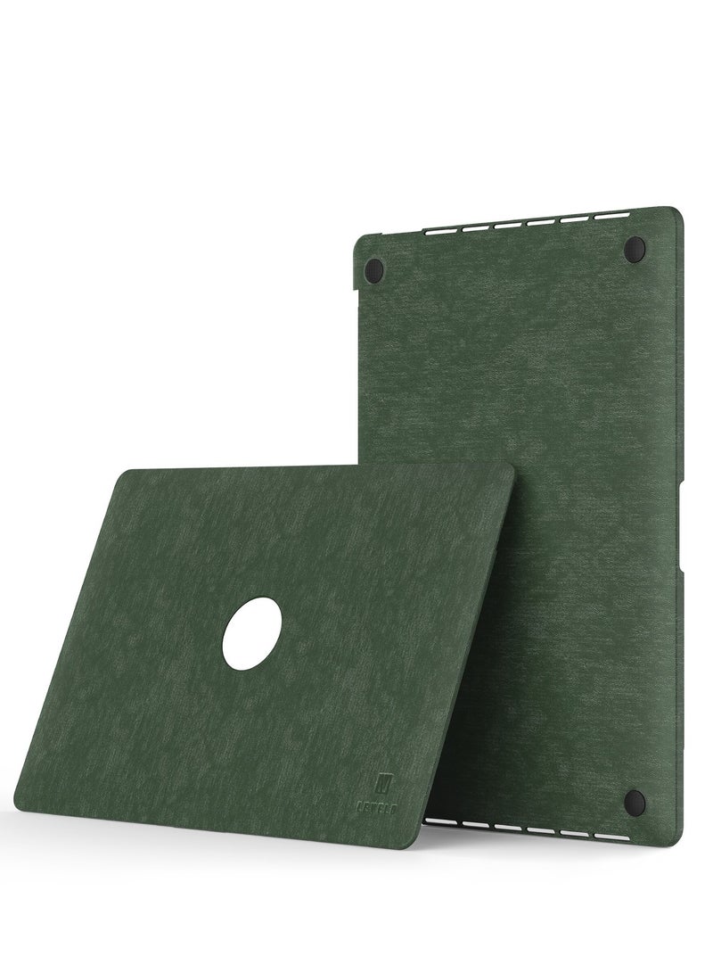 LEVELO Macbook Pro 15inch Gevena Leather / Precise Cutouts / Ultra-Thin and light / Leather and Silicone Buttom Base - Dark Green - Image 2