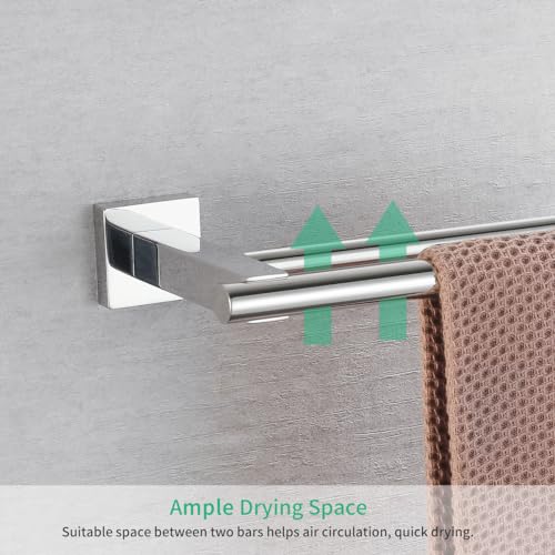 Miyili Bathroom Double Towel Bar 24-Inch Stainless Steel Bath Hand Towel Rack Wall Mount Polished Finish, A02C60B - Image 5