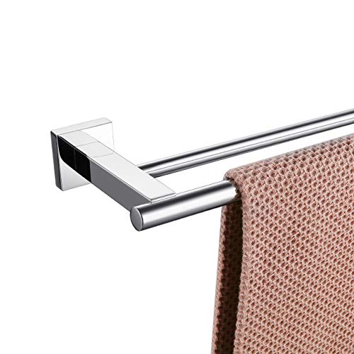 Miyili Bathroom Double Towel Bar 24-Inch Stainless Steel Bath Hand Towel Rack Wall Mount Polished Finish, A02C60B - Image 1
