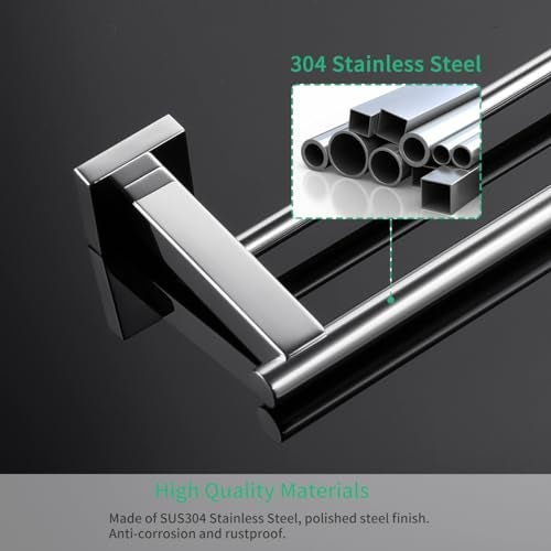 Miyili Bathroom Double Towel Bar 24-Inch Stainless Steel Bath Hand Towel Rack Wall Mount Polished Finish, A02C60B - Image 4
