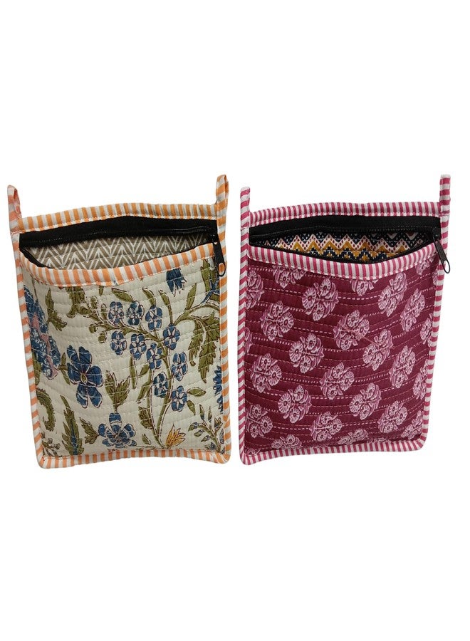 Doraya Handblock Floral Print Quilted Multipurpose Zipper Closure Coin Currency Pouch, Multicolor Unique Mix Assorted Design Cotton 8x6 Inches, for Travel Makeup Jewelry Passport Organization (5) - Image 3