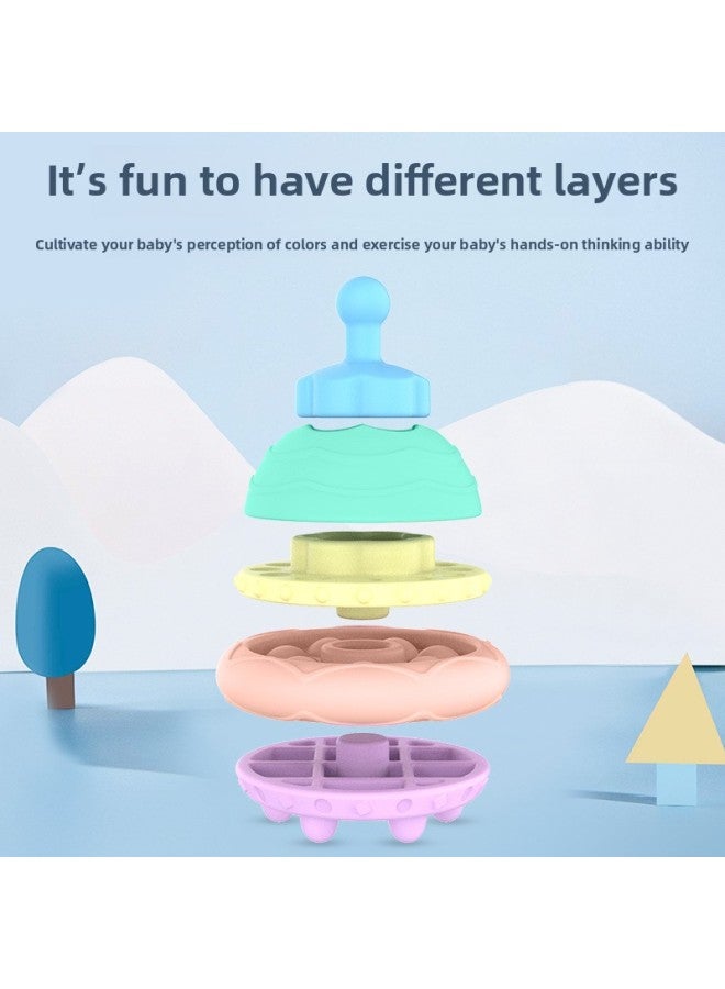 Baby Spacecraft Silicone Jengle Children's Toy Spacecraft Jengle Colorful Cartoon Spacecraft Jengle Wholesale-Color:Bright Color Series-Specifications:Spaceship Jenga - Image 4
