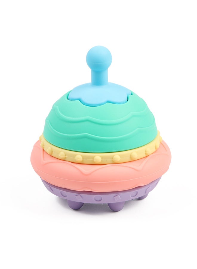Baby Spacecraft Silicone Jengle Children's Toy Spacecraft Jengle Colorful Cartoon Spacecraft Jengle Wholesale-Color:Bright Color Series-Specifications:Spaceship Jenga - Image 1
