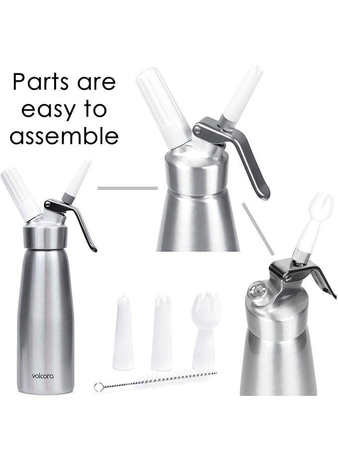 Professional Whipped Cream Dispenser500ml with Aluminum Charger & 3 Decorating Nozzles – Compatible with N20 Cartridges - Image 4