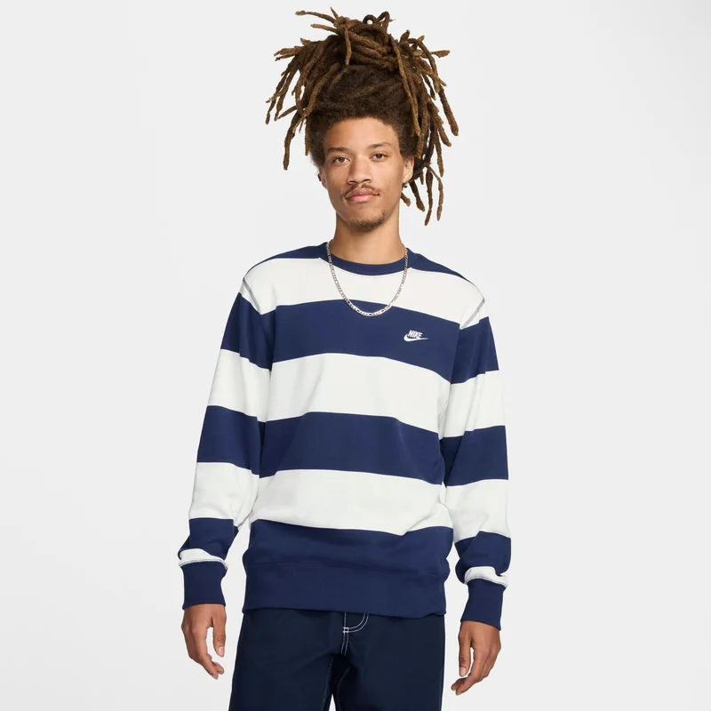Nike Men's Club Fleece Striped Heavyweight Crew
