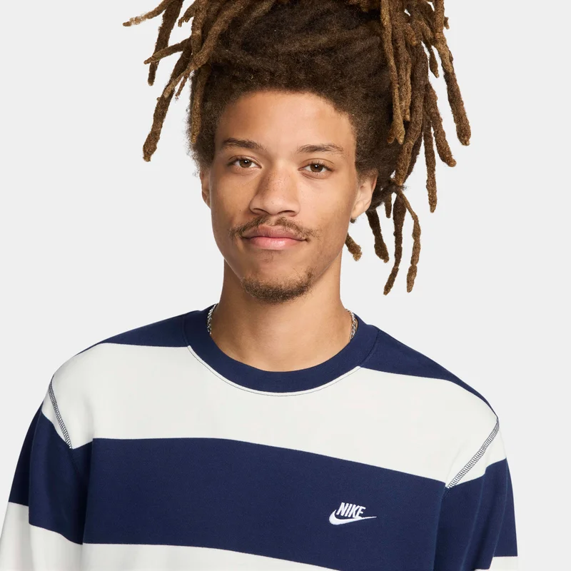 Nike Blue Men's Club Fleece Striped Heavyweight Crew for Men | Best Price UAE
