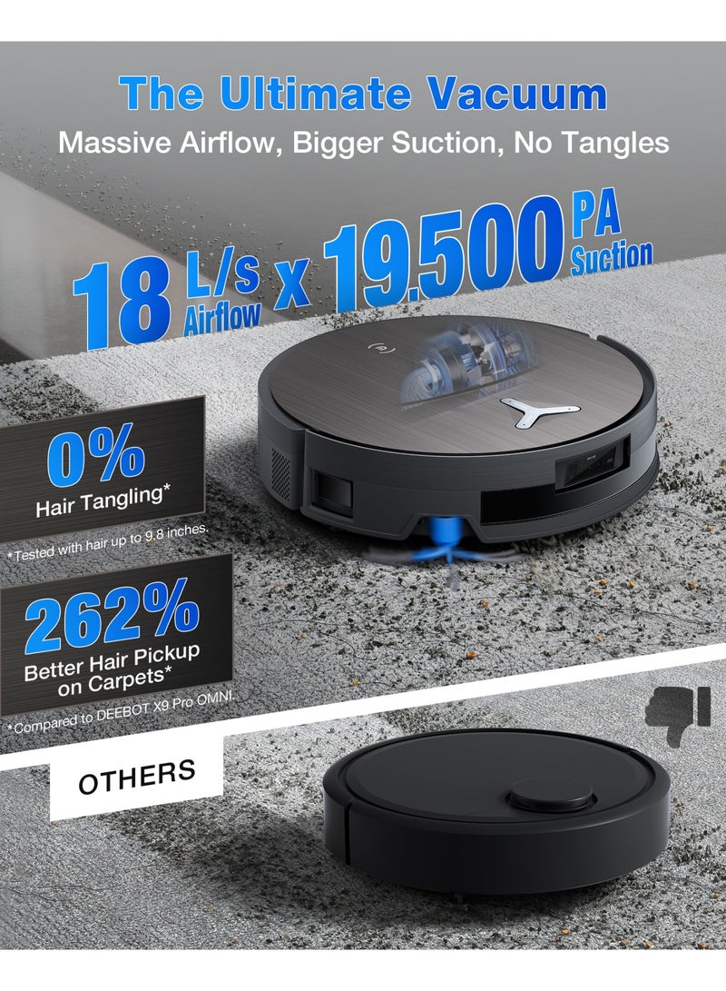 إيكوفاكس DEEBOT X11 PRO Robot Vacuum and Mop, Auto Refill & Drain Station, 75°C Hot Wash, PowerBoost 1000m² Coverage, 19500Pa Suction, AI Agent YIKO, Self-Cleaning for Carpets Pet Hair - Image 5