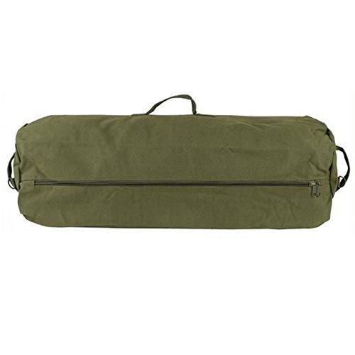 Farm Blue GI Style Zipper Duffle Bag Heavy Duty Army Duffle Bags - Military Grade Cotton Canvas Duffel Bag - Reinforced Camping Bag - Strong Zipper & Center Grab Handle (Olive Drab, X-Large) - Image 1