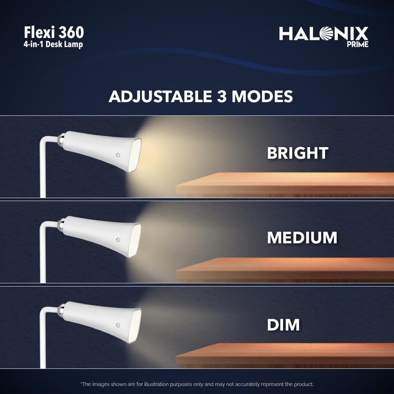 Halonix Prime 4in1 Flexi 360 Portable Desk Lamp Multi Usage Study lamp Detachable Head Use as a Torch Flashlight Stick it Anywhere Clip it Anywhere Rechargeable Table lamp - Image 3