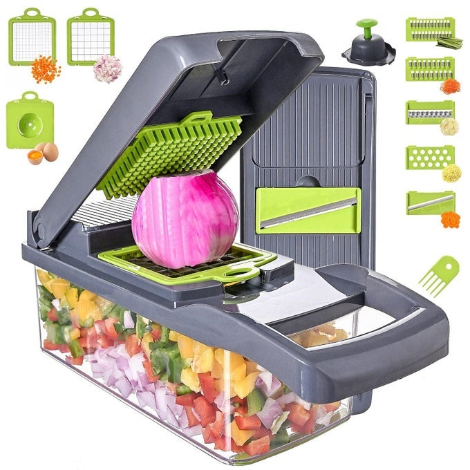VEGETABLE CHOPPER SLICER 13IN1 WITH SPICE CHOPPER SET 7 BLADES VEGGIE DICER ONION FRUIT CUTTER