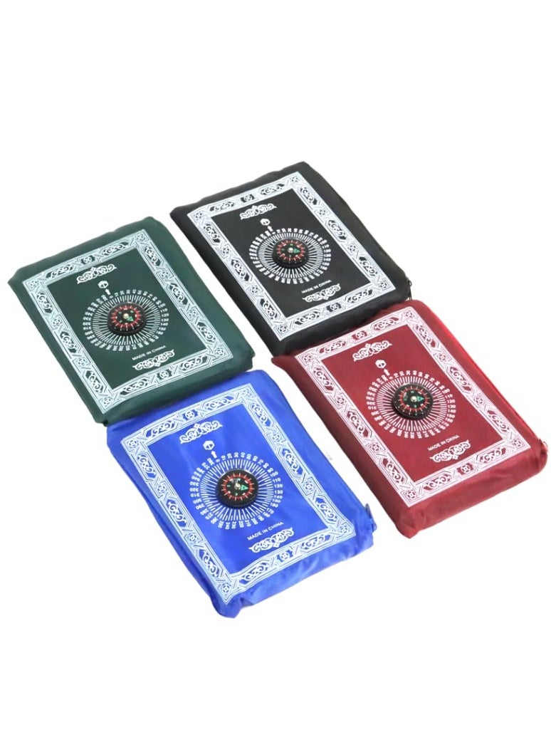 تشيلور سجادة صلاة سفر محمولة من 4 قطع مع بوصلة، سجادة صلاة إسلامية مع حقيبة حمل بحجم الجيب، سجادة صلاة إسلامية مقاومة للماء من البوليستر، مناسبة لهدايا رمضان (60 سم × 100 سم). - Image 1