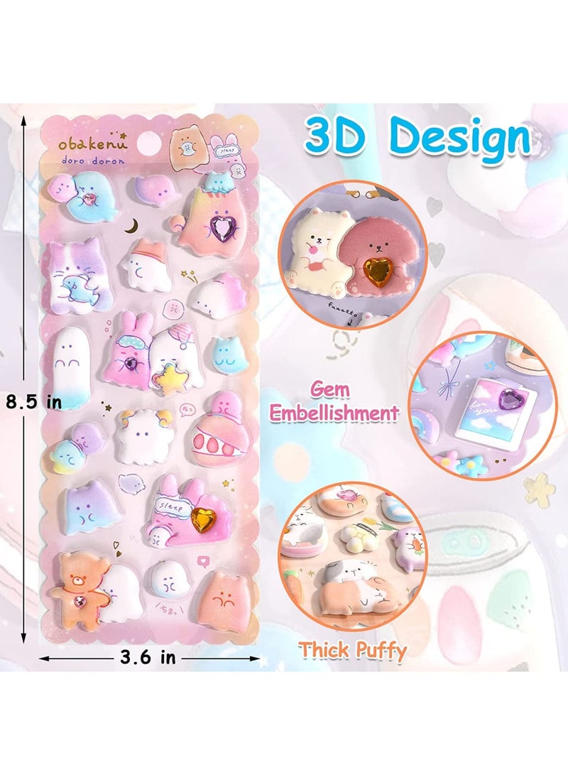 Barakah ملصقات ثلاثية الأبعاد للأطفال والرضع، 6 أوراق ملصقات كيوت كاواي ناعمة للمراهقين، ملصقات ثلاثية الأبعاد منتفخة للأولاد والبنات والمعلمين، مكافآت، حرف يدوية، تزيين دفاتر، مستلزمات الحفلات - Image 2