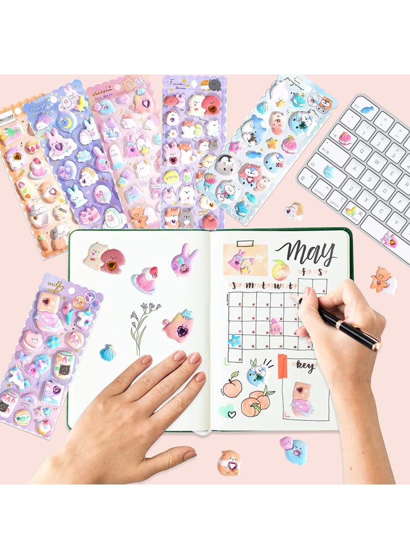 Barakah ملصقات ثلاثية الأبعاد للأطفال والرضع، 6 أوراق ملصقات كيوت كاواي ناعمة للمراهقين، ملصقات ثلاثية الأبعاد منتفخة للأولاد والبنات والمعلمين، مكافآت، حرف يدوية، تزيين دفاتر، مستلزمات الحفلات - Image 3