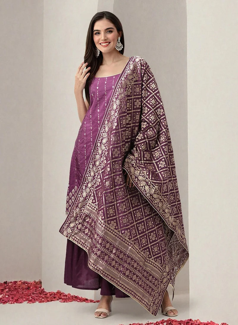 ISHIN  Women Ethnic Motifs Printed Regular Sequinned Kurta With Trousers & With Dupatta for Women | Best Price UAE