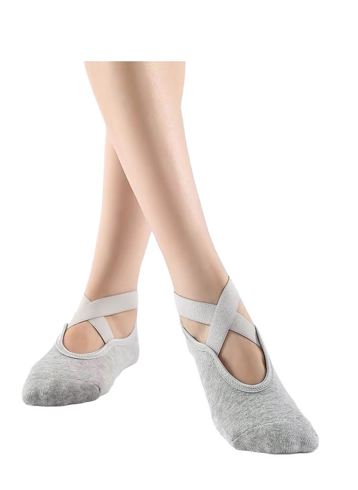 شرابات يوجا مع قبضة مضادة للانزلاق بخمسة اصابع للبيلاتس والتمدد والباليه والرقص والتمارين واللياقة البدنية للنساء من اوزياك (رمادي) - Image 1