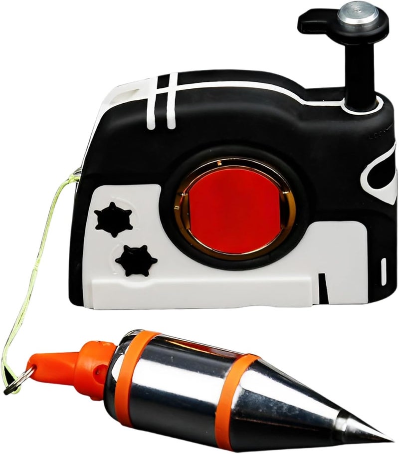 Plumb Bob with Strong Attachment, Auto Retractable Reel, 10.7Oz/0.31Kg Drop Weight, 14.8Ft Drop Line, Metal Housing, Black and White - Image 1