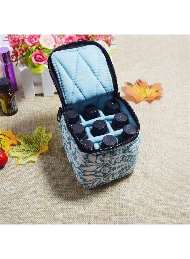 Rudmox 9 Bottles Essential Oil Carrying Case Shockproof Nail Polish Organizer Travel Bag Holder for 5ml,10ml,15ml Bottles or 10ml Roller Bottles with Portable Handle and Double Zipper (Aqua Green)  - Image 5