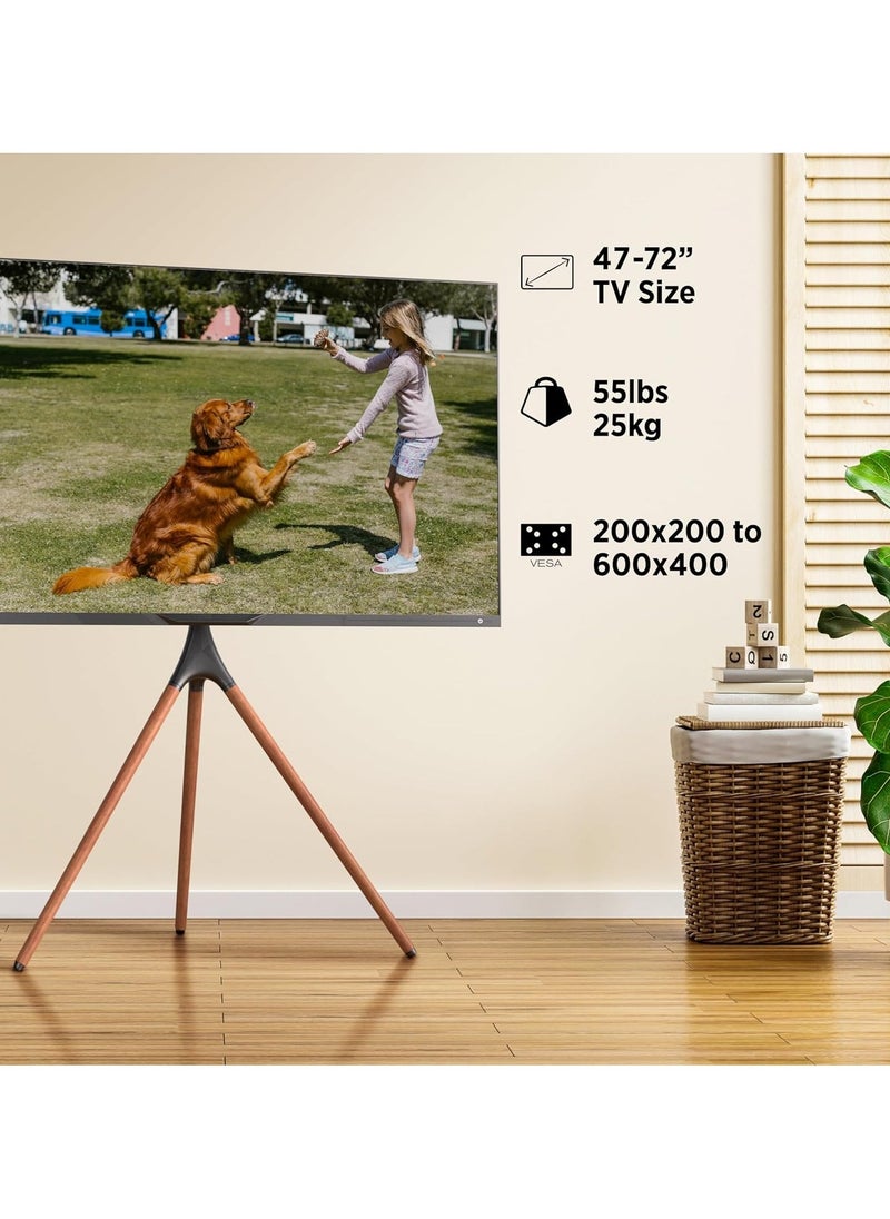 JAJEEK حامل تلفاز على شكل حامل مع قاعدة ثلاثية للأجهزة المسطحة من 47-70 بوصة LED LCD OLED، حامل تلفاز أرضي قابل للتعديل في الارتفاع مع روابط كابل، حامل تلفاز محمول دوار بزاوية 180° لغرفة النوم، غرفة المعيشة، الاستوديو - Image 3