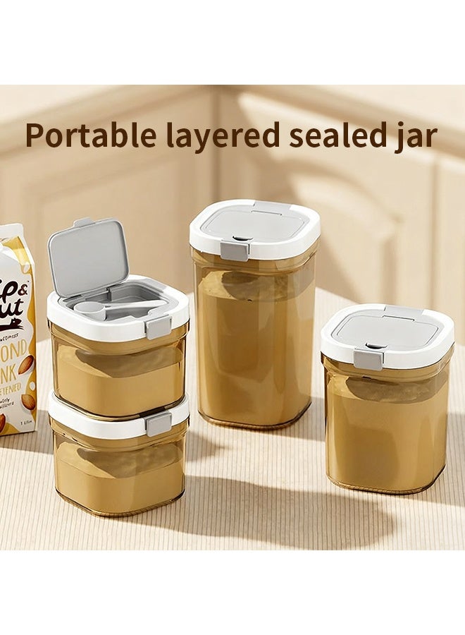 أكنزلмед 1800 مل وعاء مُختَصَّر مادة آداء طعامي عالي الحجم، حاوية مُتَضاعِف الخَتْم مُوَصَّاة ومُعَوَّضَة عن الضوء مع ملعقة، تصميم بحاسبة ومُحَرِّك، لخزن పొడి பாலٍ، أوراق الشاي والقهوة، مناسبة لأسر السعودية - Image 2