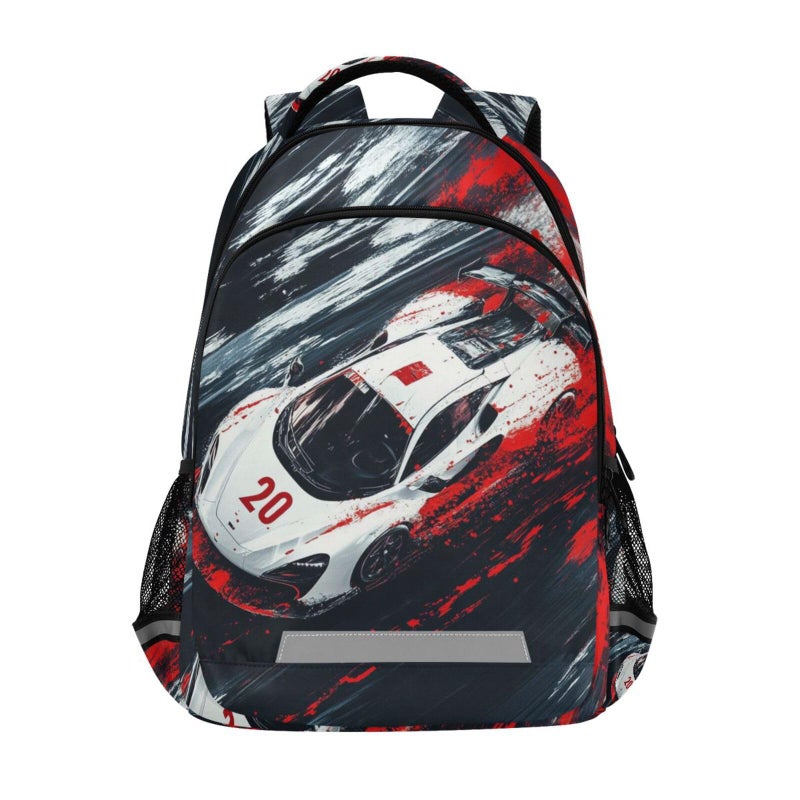 BOENLE Racing Car Backpack for Boys Girls Truck Elementary School Bag Kids Bookbag Travel Rucksack - Image 2