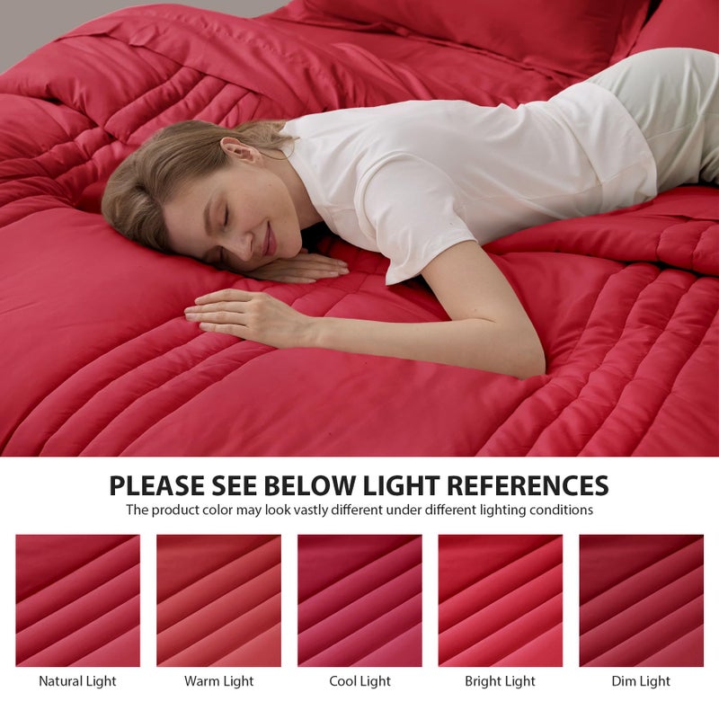 Velorose Queen Comforter Set Red - Bed in a Bag Queen Size 7 Pieces, Soft Bedding Set for All Seasons, Christmas Premium Queen Comforter Set with Comforter, Sheets, Pillowcases & Shams - Image 3