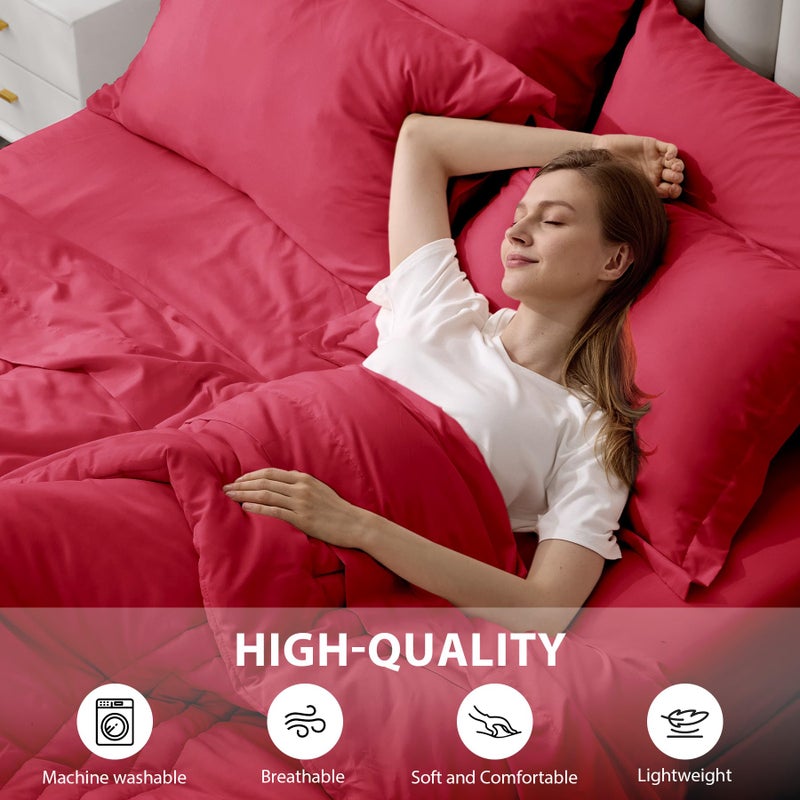 Velorose Queen Comforter Set Red - Bed in a Bag Queen Size 7 Pieces, Soft Bedding Set for All Seasons, Christmas Premium Queen Comforter Set with Comforter, Sheets, Pillowcases & Shams - Image 5
