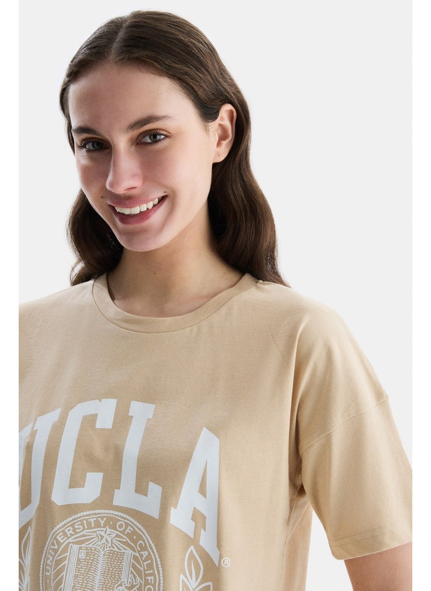 UCLA Avalon Coffee Crew Neck Printed Oversize Women's Tshirt  - Image 2