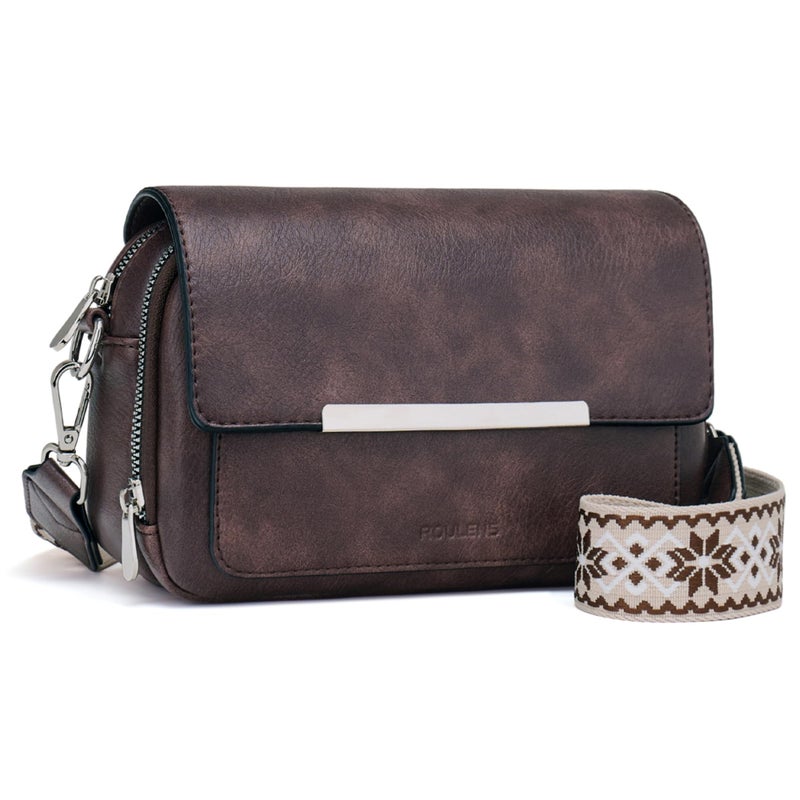 Roulens Crossbody Bags for Women Small Crossbody Wallet Purses with Card Slots Leather Shoulder Handbags Travel/Daily Use - Image 1