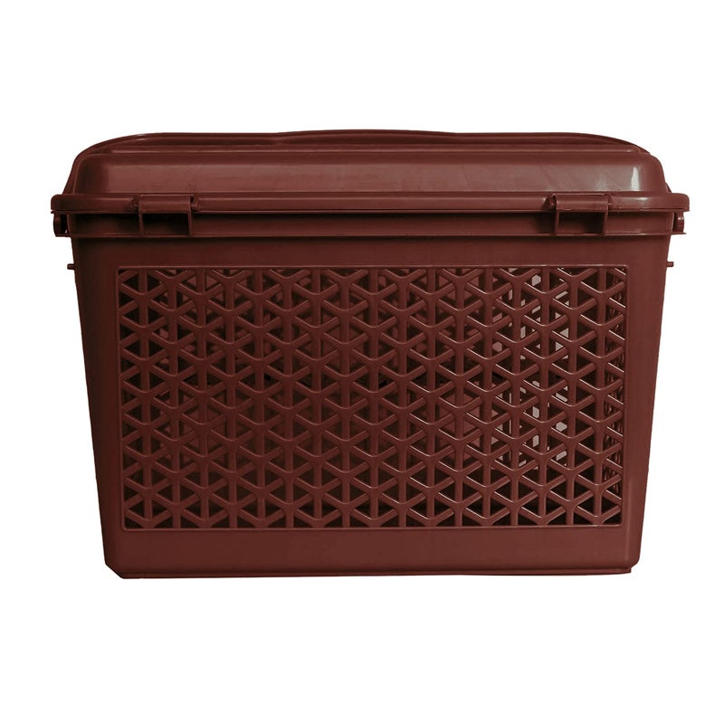 Kuber Industries Kuber Industries Plastic Multipurpose Trendy Shopping Small Basket with Lid (Dark Brown)-HS_38_LUGGAGE21153 - Image 4
