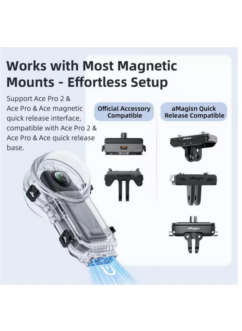 غلاف الغوص 60 مترًا لـ Insta360 X5، مضاد للضباب، حافظة مضادة للماء، غلاف مقاوم للماء لكاميرا Insta360 X5، إكسسوارات الغوص والغطس، بتصميم غير مرئي لتصوير 360 درجة واضح. - Image 3