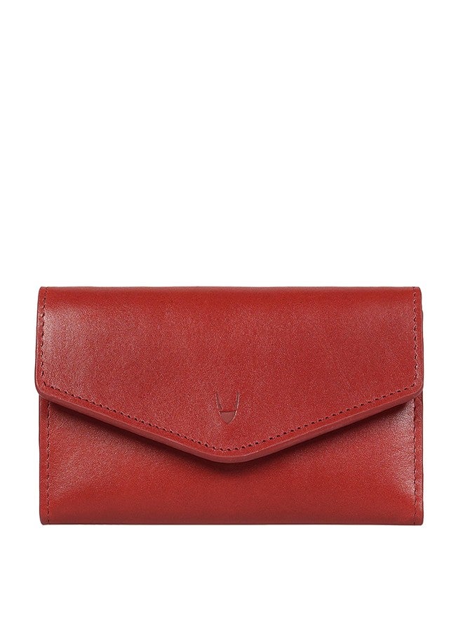 هاي ديزاين محفظة نسائية ثلاثية الطي من الجلد الطبيعي من هايدساين - أحمر - Image 1