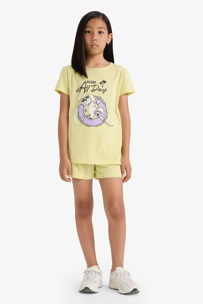 ديفاكتو Girl Printed Short Sleeve Top Shorts 2 Piece Pyjamas Set