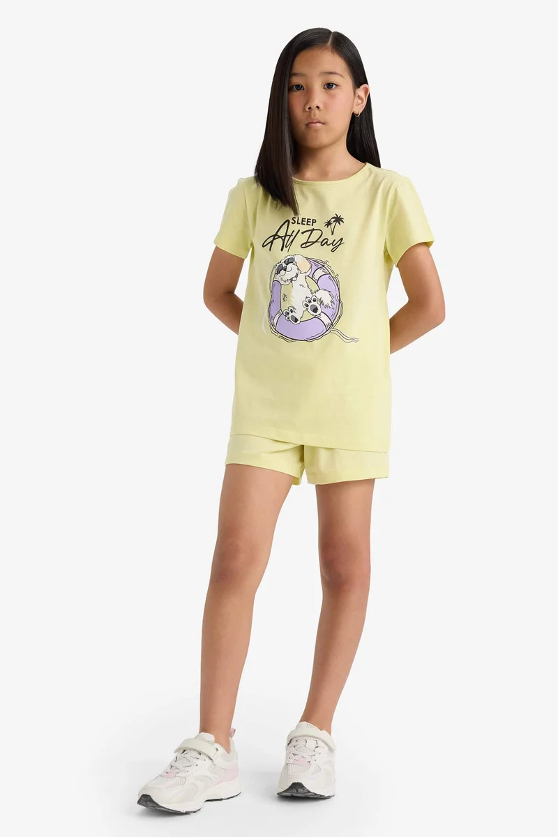 ديفاكتو Girl Printed Short Sleeve Top Shorts 2 Piece Pyjamas Set