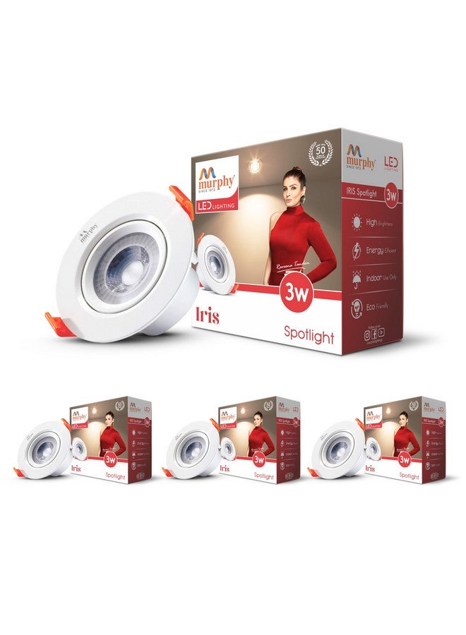 MURPHY Murphy 3W Iris LED Adjustable Spot Downlight | Warm White Pack of 4 Focus Light, Ceiling Spotlight for Deep Junction Box, Ideal for Accent & Display Lighting (2-Year Warranty) - Image 1